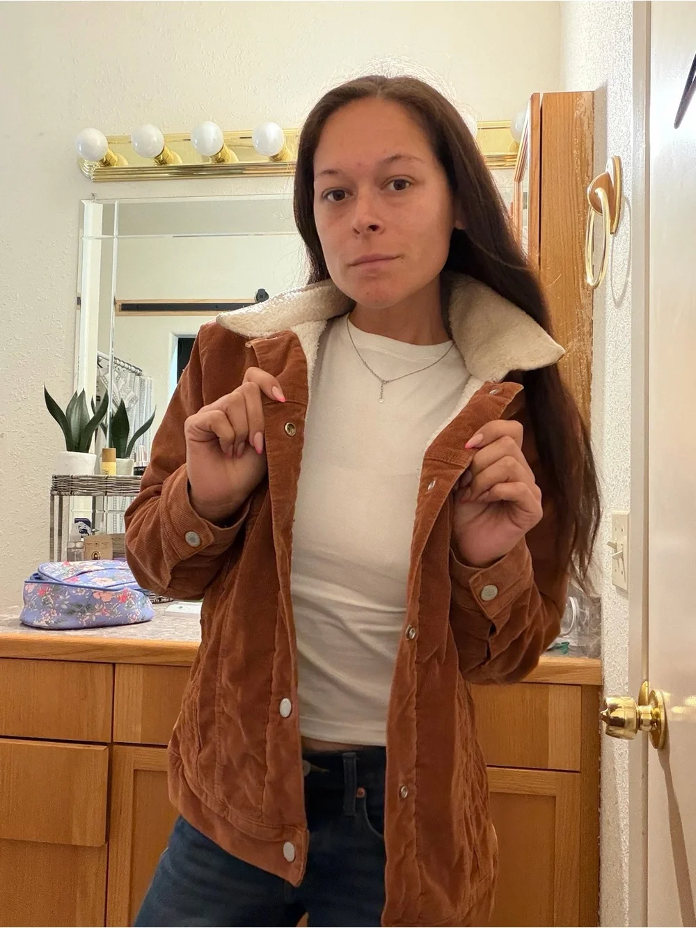 Wrangler Rust Corduroy Sherpa-Lined Bomber Jacket - Picture 5 of 5